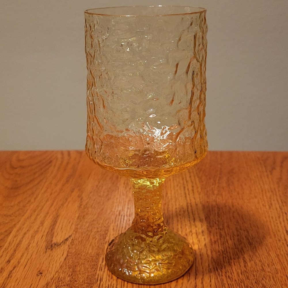 Vintage Lennox Impromptu Crinkle Wine Glass Thick Stem Hand Blown 